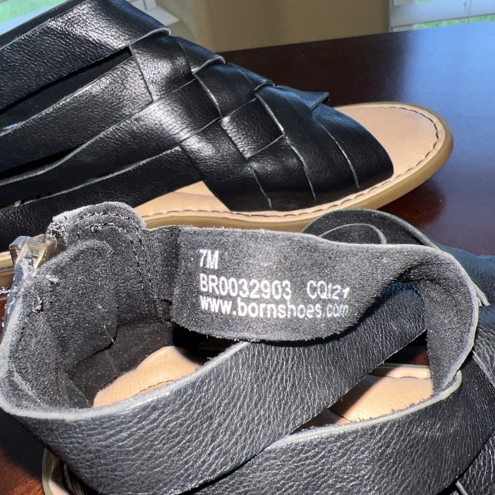 Born IWA Woven Leather Black Sandals Shoes Sz 7M Boho Beachy Resortwear Granola - Picture 13 of 15